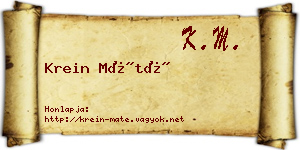 Krein Máté névjegykártya
